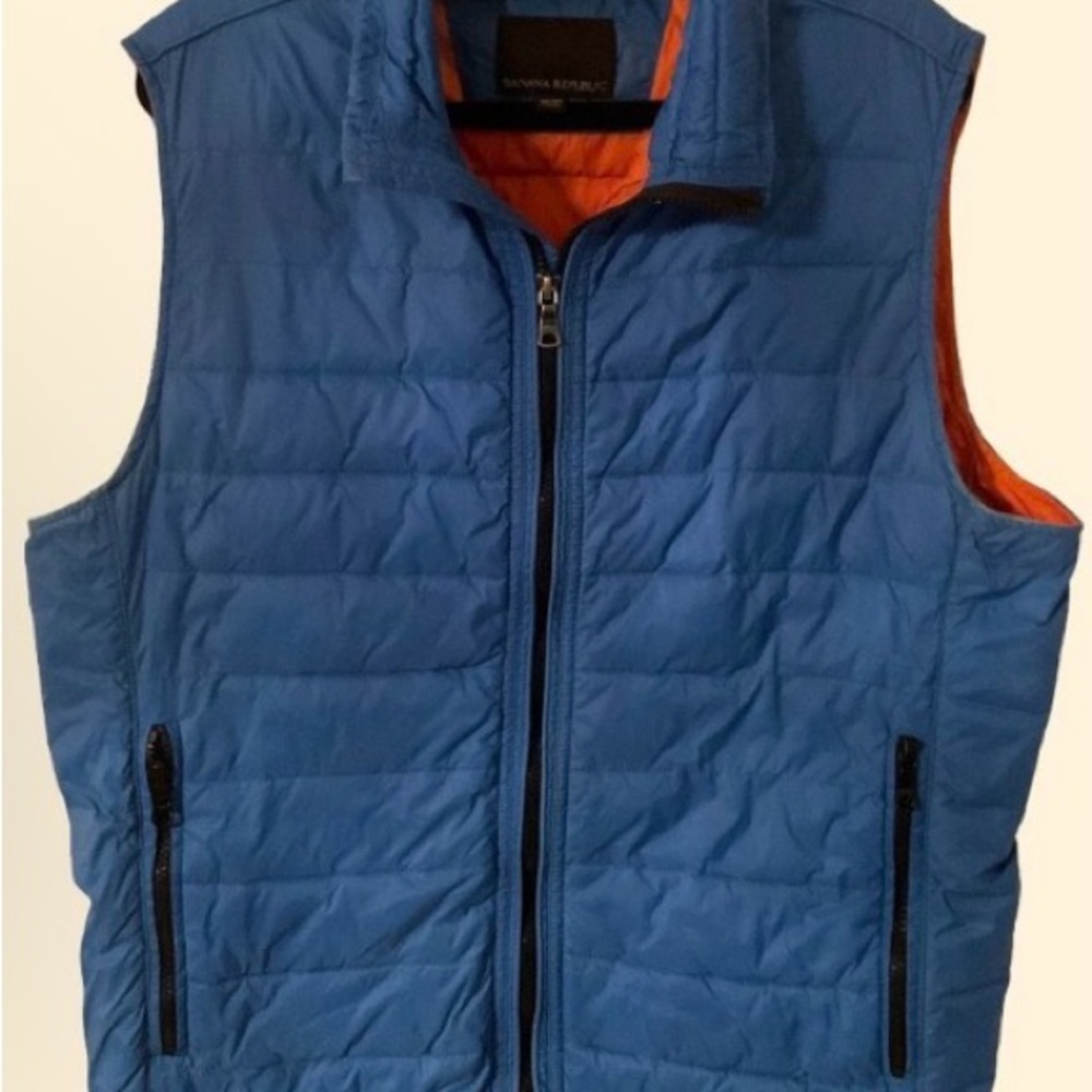 MED Banana Republic Blue and Orange Quilted Vest